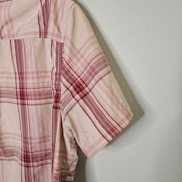 Eddie Bauer Shirt Women Size L Pink Plaid Short Sleeve Button Up Fishing Outdoor - Picture 6 of 10